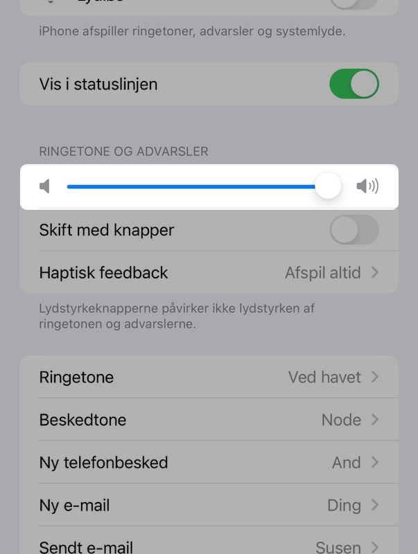 Justering af lydstyrke iPhone